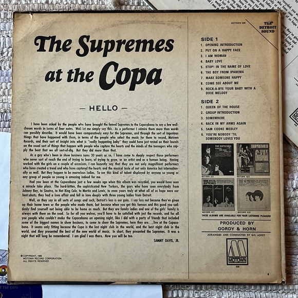 The Supremes - “Supremes Live At The Copa” Vinyl LP - Picture 2 of 5